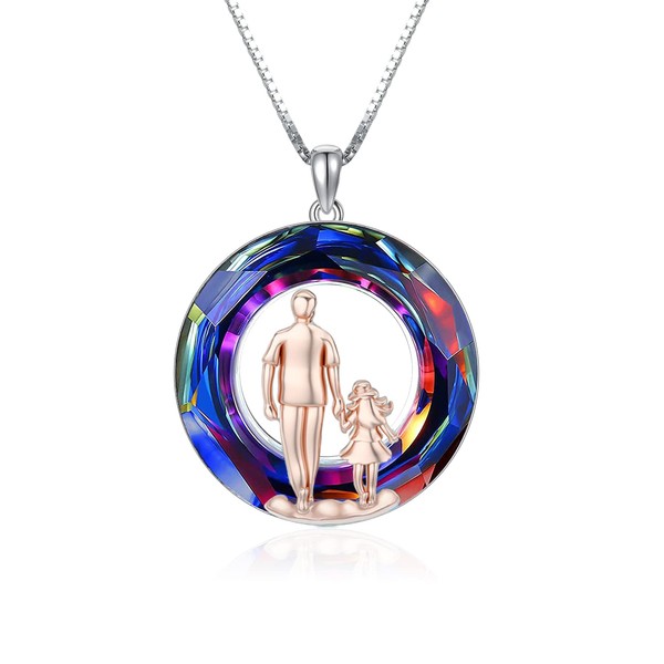 PROESS Daughter Necklace from Dad Mom Volcano Crystal Necklace S925