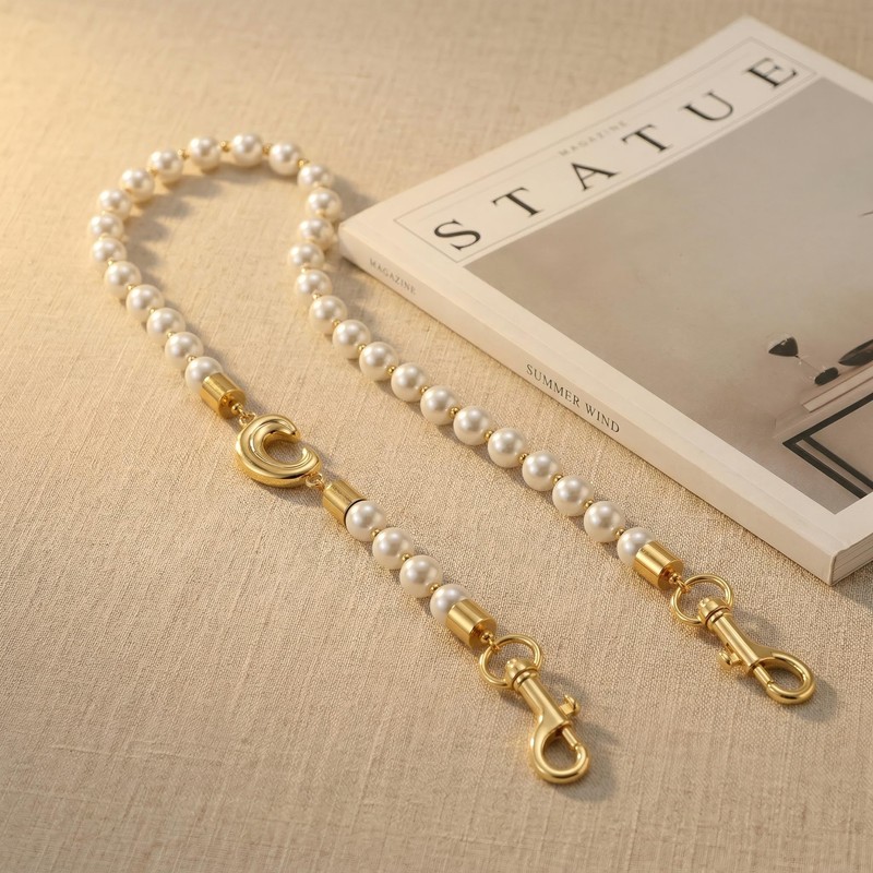 NVWAROCK Pearl Purse Chain,14K Gold Plated C-Shaped Metal Brass Purse