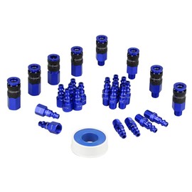 YOTOO Universal Air Coupler and Industrial Plug Kit, 29 Pcs Durable Aluminum Quick Connect Air Hose Fittings, Lightweight for Air Tools, Air Compressor Accessroies and air compressor attachments, Blue
