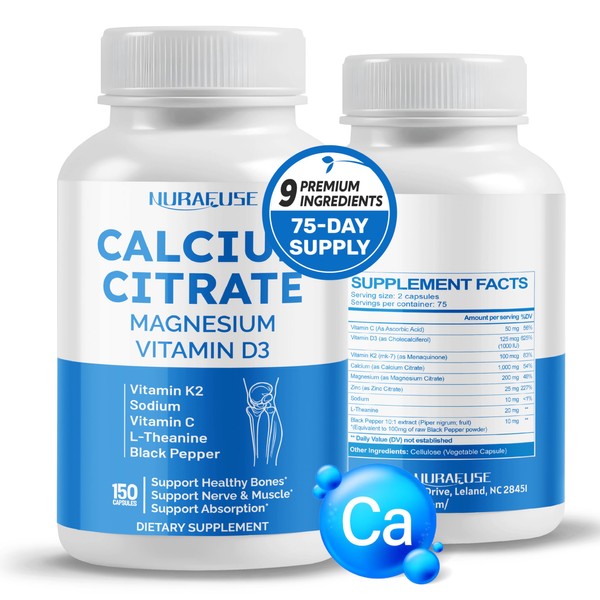 Calcium Citrate 1000mg Magnesium 200mg Vitamin D3 1000IU - Support