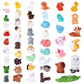 50PCS Mini Resin Animals Mixed, 50 Styles of Bulk Plastic Miniature Dolls, Cute and Compact Animal Figures Decorations, Suitable for DIY Aquarium Potted Plants, Miniature Fairy Gardens, Doll Houses