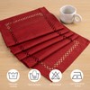 BAZIOE Modern Table Runner Red Linen Table Runner Washable Openwork