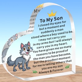 AMZQ Son Gifts Inspirational Heart Shaped Plaque Gifts for Son Christmas Birthday Gifts