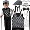 Skirfy Old Man Costume for Boys,100 Days of School Costume
