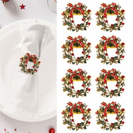 Kesote Napkin Rings Wreath Napkin Buckle 8 Pieces Christmas Wreath Napkin Holder Vintage Table Decoration Christmas Decoration