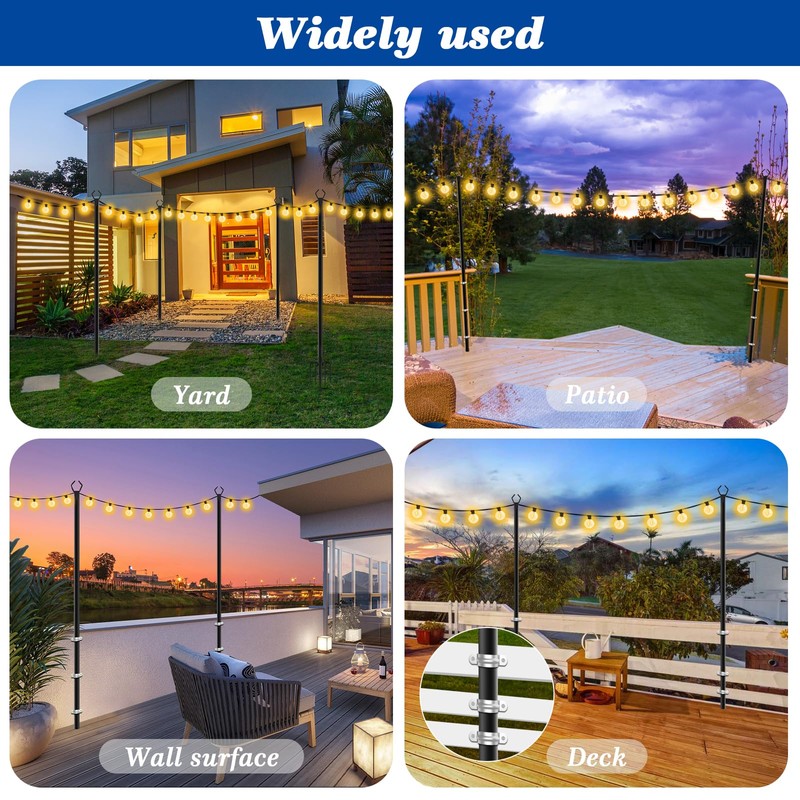 Beizelte 2 Pack String Light Poles,10 Ft Light Poles for