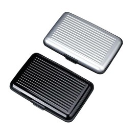 [E&K726] Aluminum Card Case, RFID Skimming, Anti-Magnetic, Lightweight Aluminum Credit Card, Black, Small