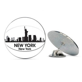 NYC Jewelers Oval B/W Skyline of New York (City ny) Metal 0.75" Lapel Hat Pin Tie Tack Pinback
