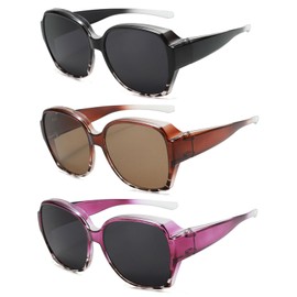 YAMEIZE Trendy 3 Pair Wear Over - Sunglasses For Men Women Vintage Rectangle UV400 Protection Wear Over Square Glasses Driving Outdoor