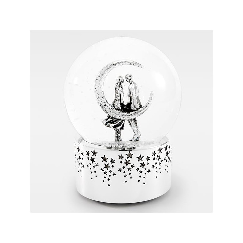 Things Remembered Engraved Moonlight Couple Musical Snow Globe (Free Customization),