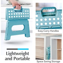 Handy Laundry Folding Lightweight Step Stool is Sturdy Enough to 9-Inch, Teal