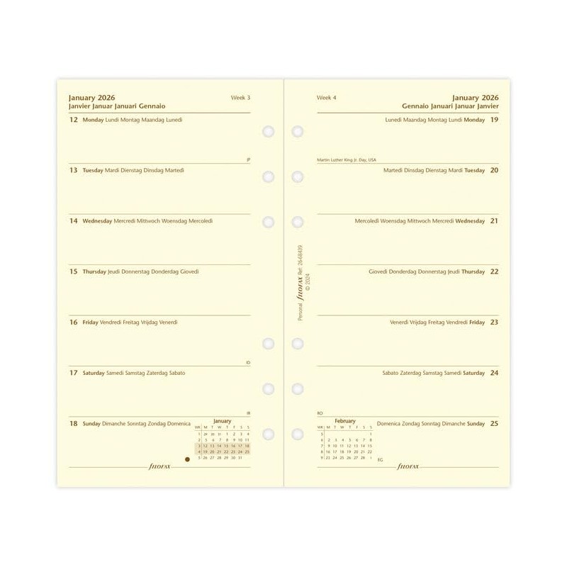 Filofax Week on Two Pages 2026 Personal Cotton Cream Diary
