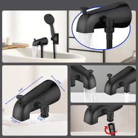 Tub Spout with Diverter,Bathtub Faucet with Shower Diverter,Fits 1/2" or 3/4" Threaded Pipes,Matte Black