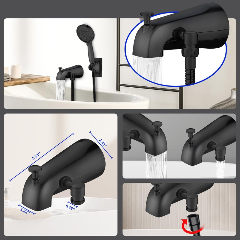Tub Spout with Diverter,Bathtub Faucet with Shower Diverter,Fits 1/2" or