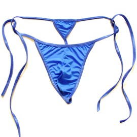 FORNY Mens Sexy Underwears Tie Side G String Comfortable T Back Thongs Briefs (Blue)