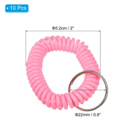 PATIKIL Spiral Wrist Coil Keychain, 10 Pack Plastic Stretchable Wristband Wristlet Key Ring Holder for Outdoor Sport Gym Pool Sauna, Pink