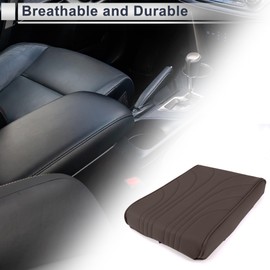 A ABSOPRO Universal Center Console Cover Car Armrest Cover Middle Console Cover Lid for Most Vehicle SUV Car Sedan 12.2"x7.87"x1.97" Brown Nappa Leather, Memory Foam Wings Pattern