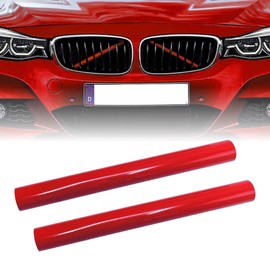 HISports Front Grille Insert 2 Pieces, Strip Radiator Grille Inserts Trim, Compatible with 5 series F10 F11 FO7 6 series FO6 F12 F13 7 series FO1 FO2 F03 FO4 (Red)
