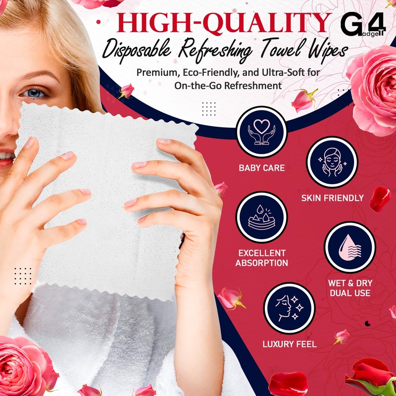 G4GADGET Luxury Disposable Refreshing Towel Wipes 6 Pack - Rose