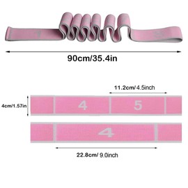 Stretch Bands for Exercise, Elastic Yoga Stretching Strap, Yoga Belt Stretch Straps for Kids, Flex Strap 8 Loops for Physical Therapy, Pilates, Yoga, Dance & Gymnastics Exercise and Flexible Pilates