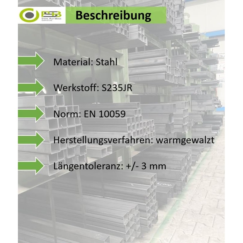 PSB STAHL AUF MASS S235JR S235JR DIN EN 10059 Square