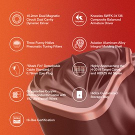 Hidizs Hidizs MS3 in-Ear Monitors, Hybrid HiFi Wired Earbud, 2BA+1DD 3 Drivers, Detachable 0.78mm 2 Pin Cable Replaceable Pneumatic Sound Tuning Filters for Audiophile Singer Musician 4.4 mm