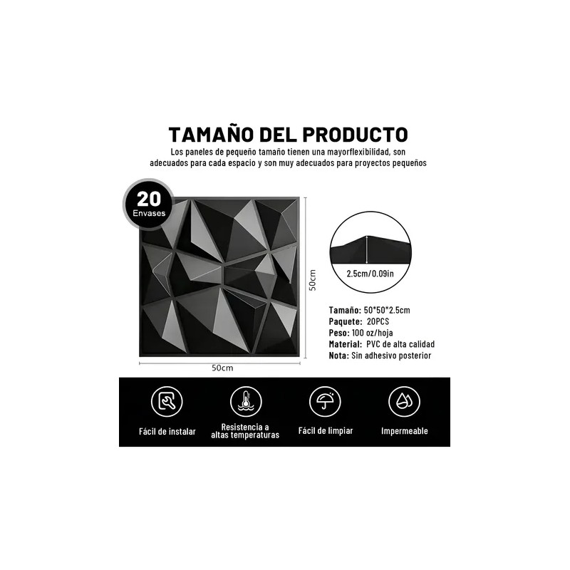 20pcs Paneles Decorativos 3d Pvc 50x50cm 5m2 Habitaciones