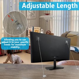 SPNKMJUJ 6 Pack Adjustable 50" Stainless Steel TV Safety Straps for Flat Screen, No Drill Anti Tip Furniture Anchors, Furniture Wall Anchors for Baby Proofing, TV Earthquake Straps (Square)