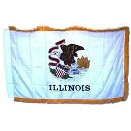 Illinois 3'x5' Poly Nylon Sleeve with Gold Fringe Flag