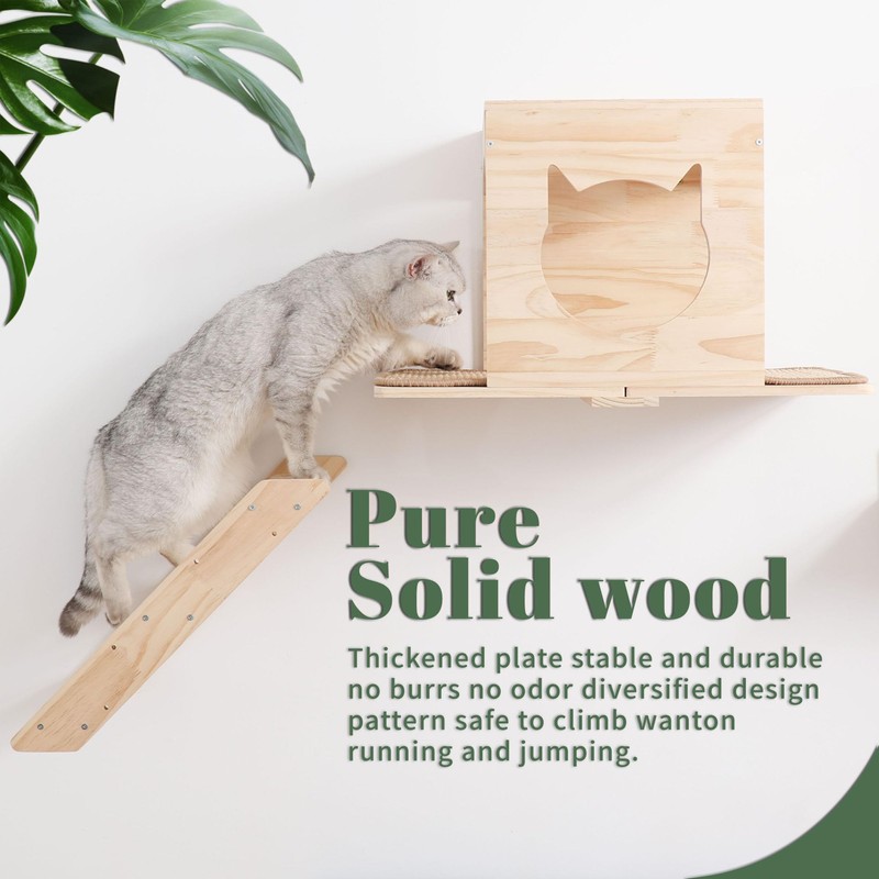 MIUZMORE Cat Wall Shelves Set - Wall Mounted Cat Furniture