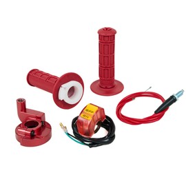 PUCKY New 7/8" 22mm Twist Throttle Accelerator Handle Grips and Cable Set with Kill On Off Switch for 50cc 110cc 150cc 250cc Mini Bike ATV Quad Pit Bike Dirtbike (Red)