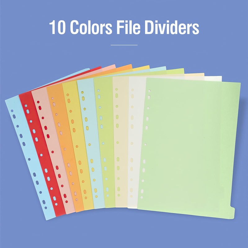 File Dividers A4, 10 Pack 10 Part Folder Dividers Coloured
