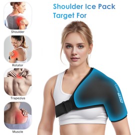 Comfitech Shoulder Ice Pack Wrap Sleeve for Better Putting On & Off, Reusable Gel Cold Pad for Arm, Medium, Black