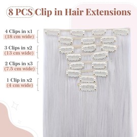 Tess Clip-In Hair Extensions, Like Real Hair, Synthetic Hair Hairpiece, 8 Wefts, 18 Clips, Hair Extensions, Straight