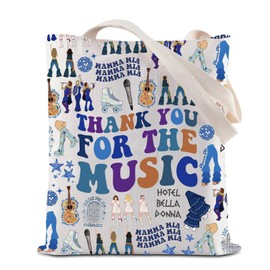 BAUNA Dancing Queen Tote Bag Thank You For The Music Handbag Mamma Musical Reusable Grocery Shopping Bag Mamma Fans Gift (The Music Tote)