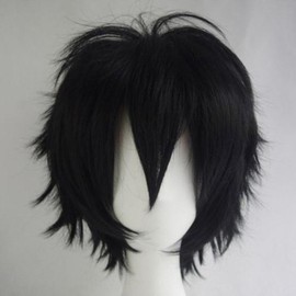 S-noilite Unisex Short White Cosplay Wigs Fluffy Shaggy Wig Short Straight Pixie Wigs for Women Mens for Anime Party Comic Costume Party Heat Resistant Synthetic Hair Wig White