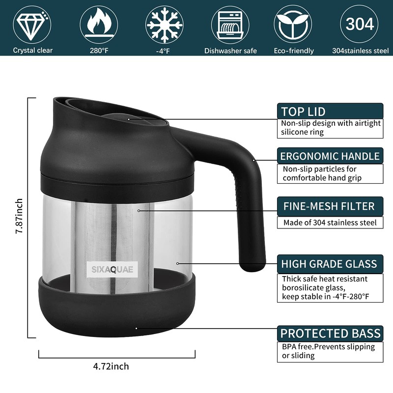 SIXAQUAE Cold Brew Coffee Maker Stainless Steel Strainer Large,Durable Iced