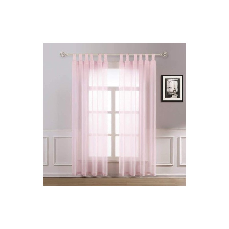 Megachest sheer Voile Tab Top Curtain(LIGHT PINK, 56" wideX72 drop(W142cmXH183cm))