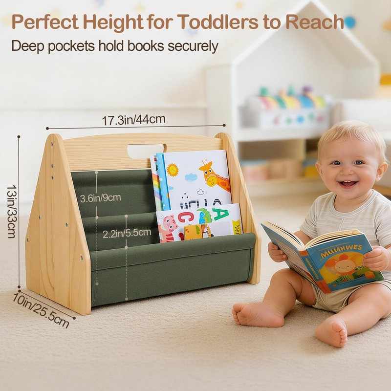 BeBeJoJo Solid Wood Toddler Bookshelf Double-Sided Montessori Kids Bookshelf for