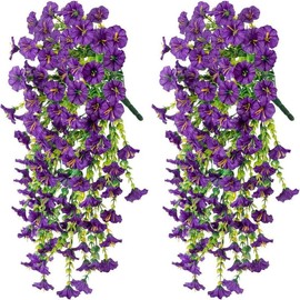 4Pcs Artificial Eucalyptus & Morning Glory Wall Hanging – Faux Greenery for Home, Porch, Garden or Wedding Decor:_pink