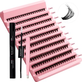 Cluster Lashes Kit Lash Clusters 3D Effect 0.07 30D 8-16mm Mixed Cluster Individual Lashes with Lash Bond and Seal Lash Applicator DIY Lash Extensions at Home