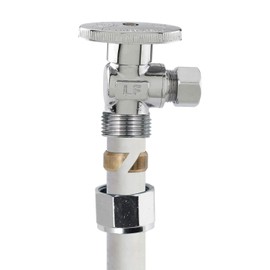 Plumb Pak Quarter Turn No Crimp PEX Angle Valve, 1/2" Comp x 3/8" O.D., Chrome