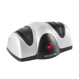 Restaurantware-Kitchen Tek 2-Stage Electric Knife Sharpener, 1 Straight-Edge Knife Sharpener With Sapphirite Grinding Wheel - 120 V, Quick Sharpening, Black Plastic, For Kitchen Knives