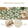 Boho 70s Flower Table Runner, Abstract Groovy Retro Sage Green
