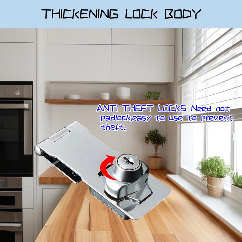 3Pcs Keyed Hasp Locks 2.5 Inch Twist Knob Keyed Locking