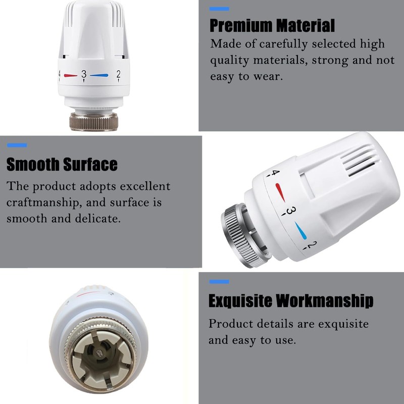 2 PCS Thermostatic Radiator Valve Head, Universal TRV Valves Head