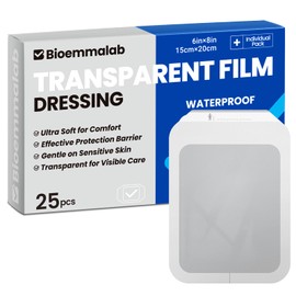 Large Waterproof Bandages Clear Dressings Tattoo Tape Sensitive Skin Wounds Care, Transparent Film Dressing Adhesive Patch for Post Surgical Use, Medical Cover for Fragile Skin 6x8 Inch, 25 Packs