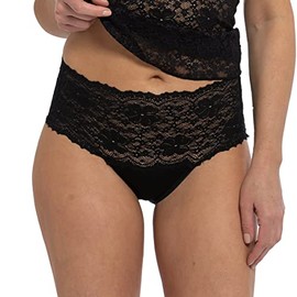 Nina von C. - Pack of 3 Millefleurs - Women's Waist Briefs - Size 38-48 in Black White and Champagne - with Lots of Lace, 3 x Black