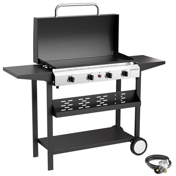 ADREAK 4 Burner BBQ Gas Griddle with Hood, 30 Inch