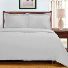 Superior Egyptian Cotton 300 Thread Count Duvet Cover Set, Includes 1 Duvet Cover with Button Closure, 1 Pillow Sham, Soft, Luxury, Lightweight Bedding, Sateen Weave, Twin, Light Grey